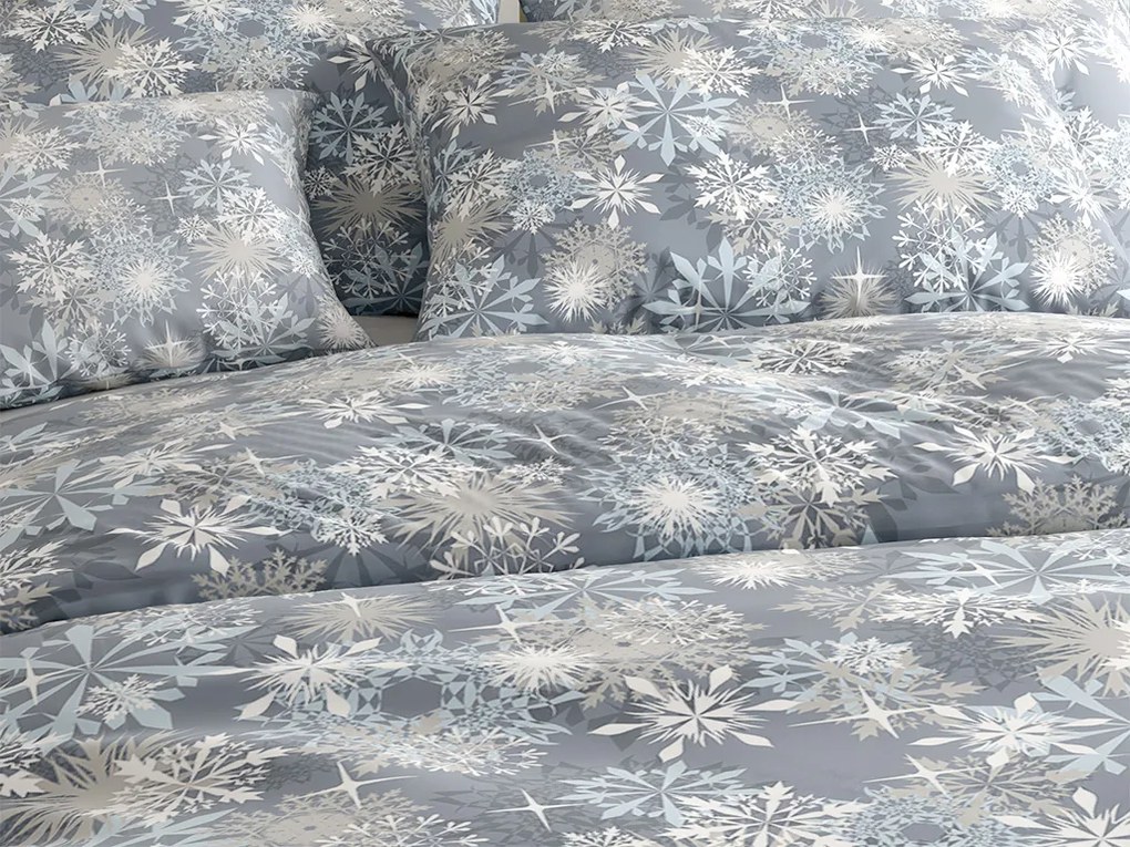 Flanelové obliečky z mikrovlákna SNOWFLAKE modro-sivé Rozmer obliečky: 2 ks 70 x 90 cm | 200 x 220 cm