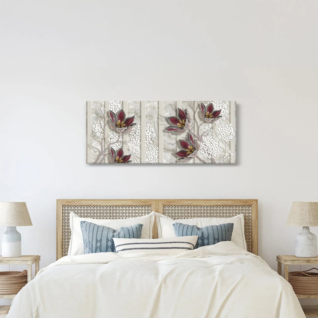Obraz - Dekoratívne kvety (120x50 cm)