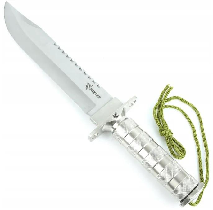 Pronett 1659 Taktický nôž FOXTER Survival 34,5 cm - strieborný