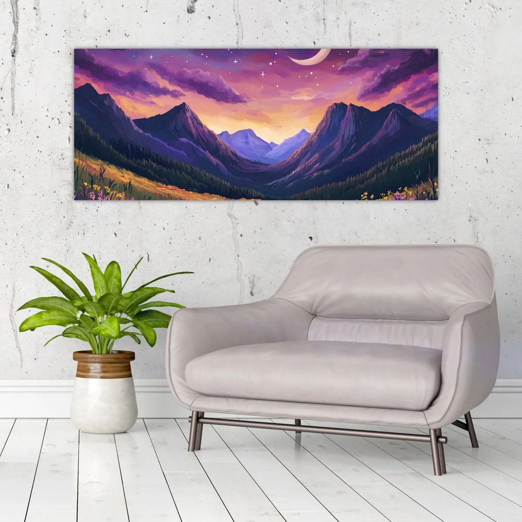 Obraz - Fialová krajina (120x50 cm)