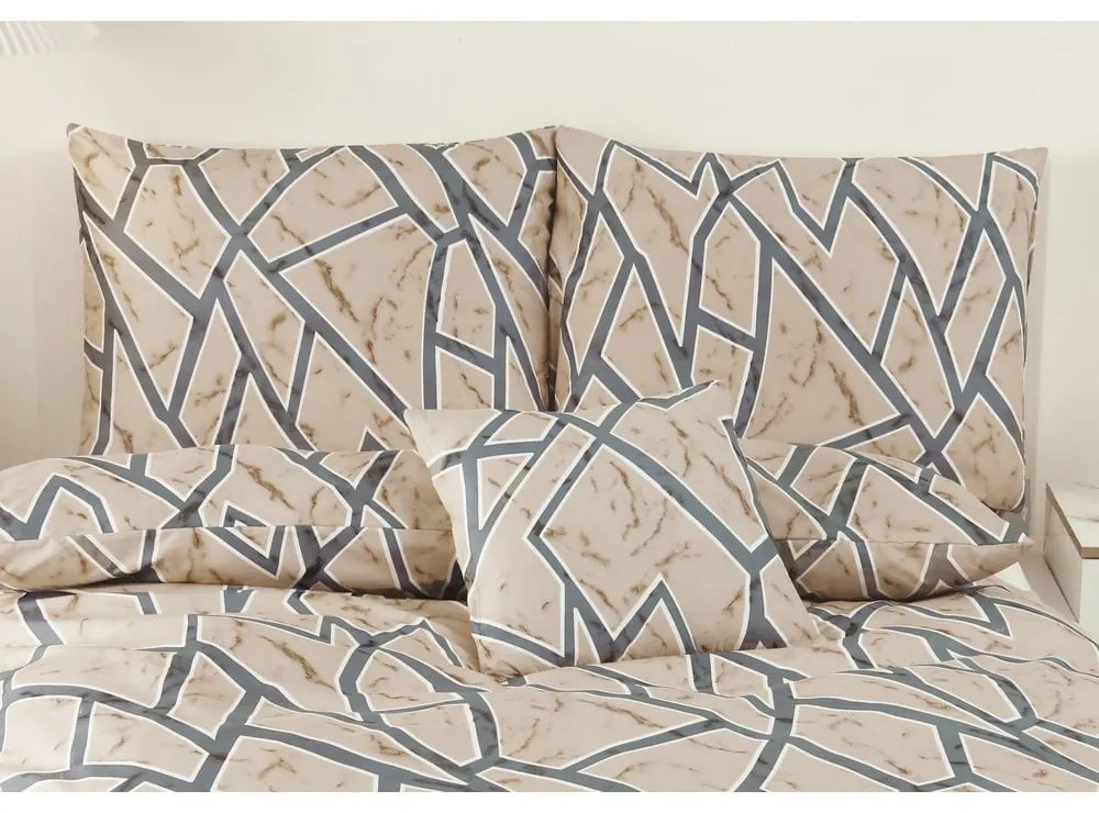 Svetlohnedé 6-dielne obliečky na jednolôžko z mikrosaténu 140x200 cm Marco – My House