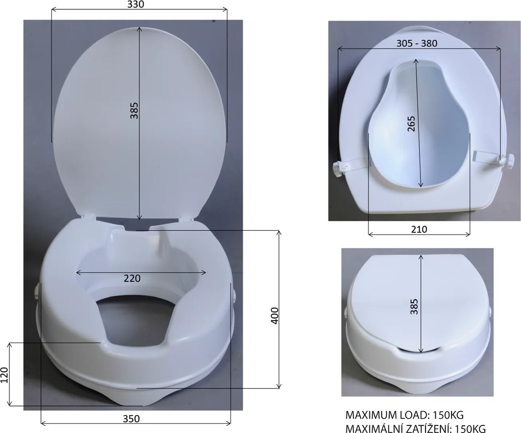 Ridder Ridder, HANDICAP WC sedátko zvýšené 10cm, čierna, A0071010
