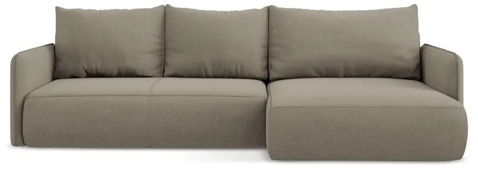 Béžová rozkladacia/s úložným priestorom rohová pohovka (pravý roh) Nanea – Makamii