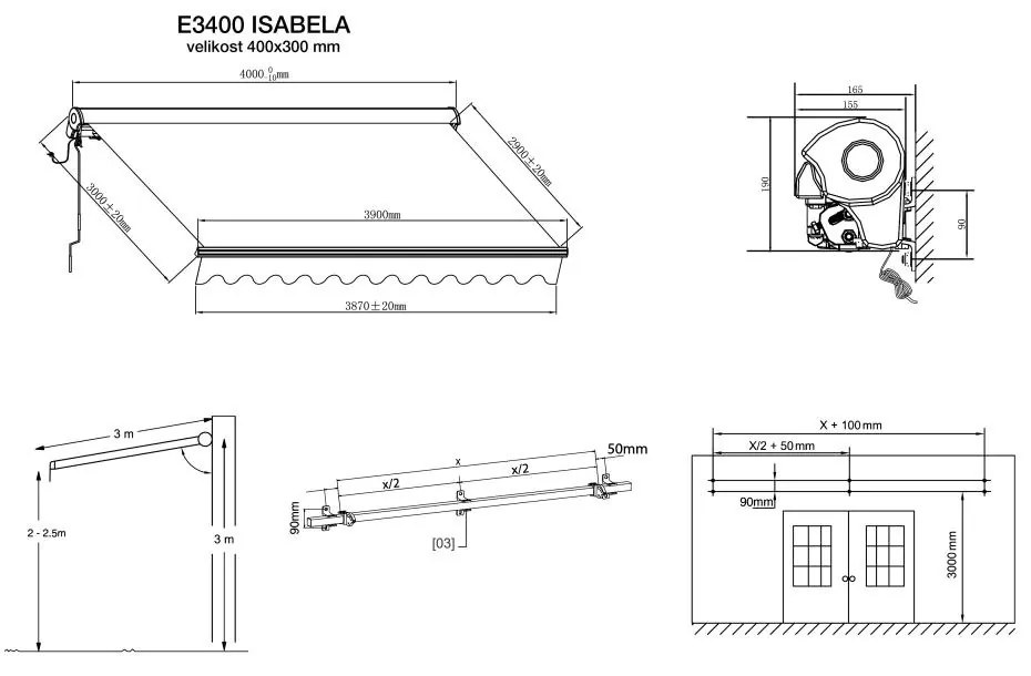 Kazetová elektrická markíza ISABELA 4x3m Sivo-Strieborná