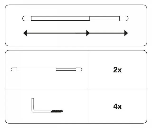 Kovová roztiahnuteľná vitrážna tyč 50 - 70 cm - SP TREND