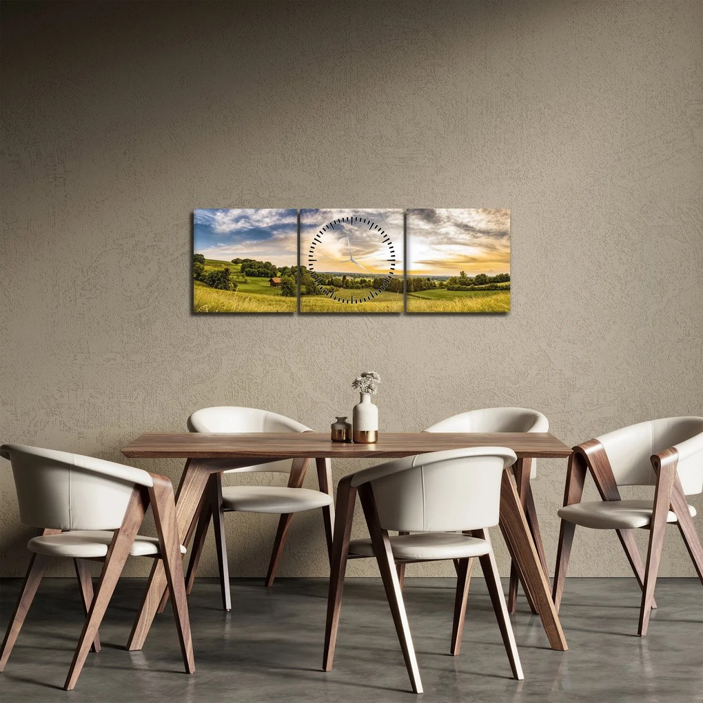 Obraz krajiny (s hodinami) (90x30 cm)