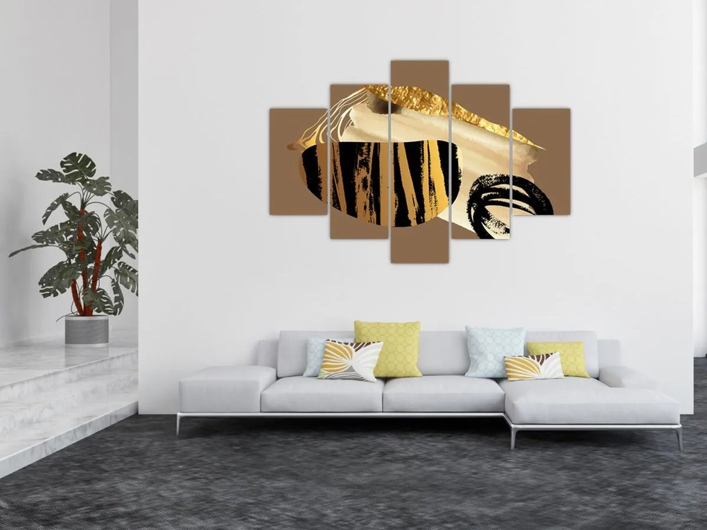 Obraz - Abstrakcia golden brown N⁰2 (150x105 cm)