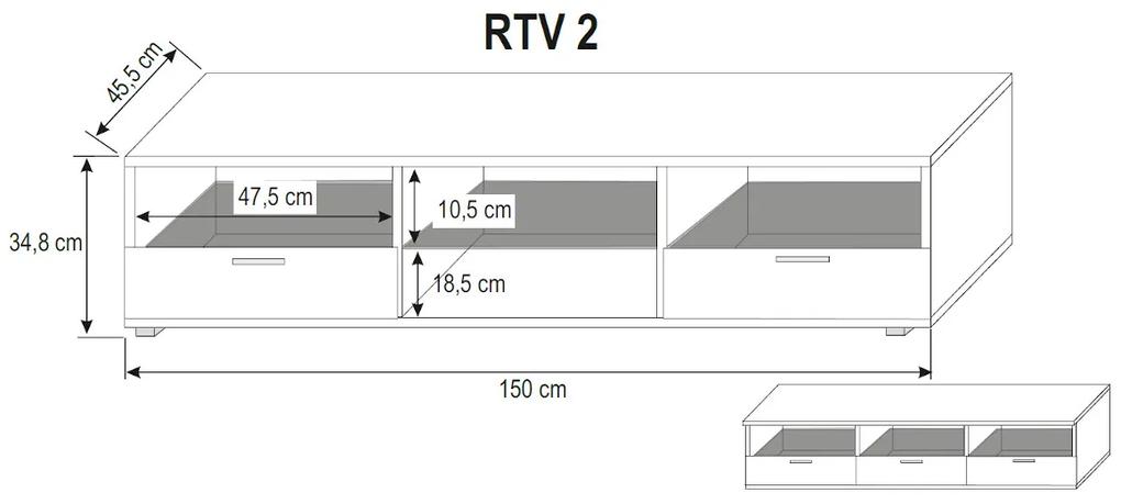 TV stolík RTV 2, biela/biela lesk