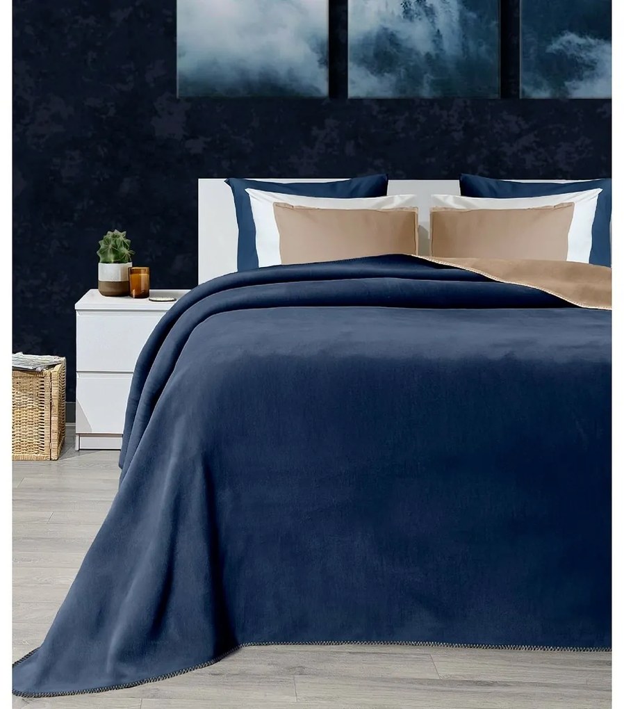 Deka Twin hnedá & modrá, 200 x 220 cm