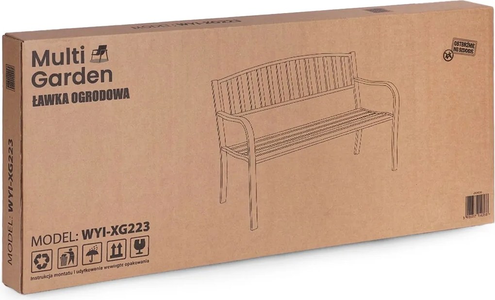 MultiGarden Záhradná lavička s operadlom 120x50 cm - čierna MultiGarden