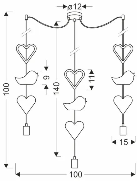 Detský závesný luster na lanku TRIO 3xE27/20W/230V ružová/biela