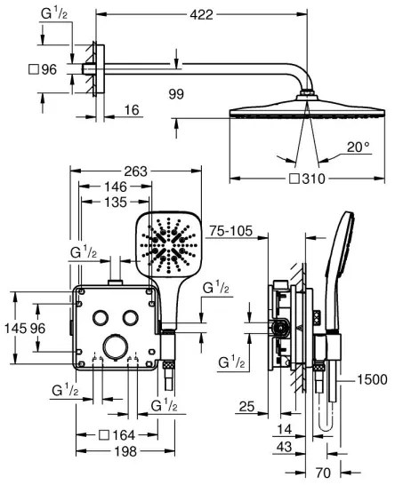 GROHE 34876000 - Sprchový systém PRECISION SMARTCONTROL 310 × 310 mm chróm
