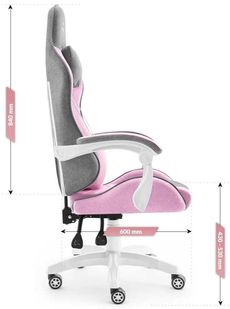 Herné kreslo Rainbow Pink Gray Mesh