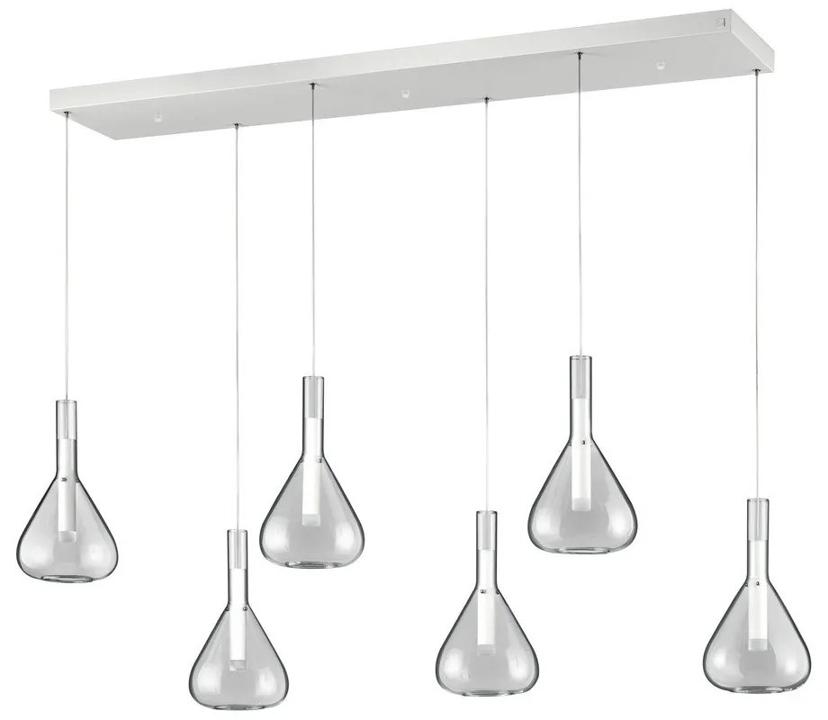 Biele LED závesné svietidlo so skleneným tienidlom Cipera – CINQUE