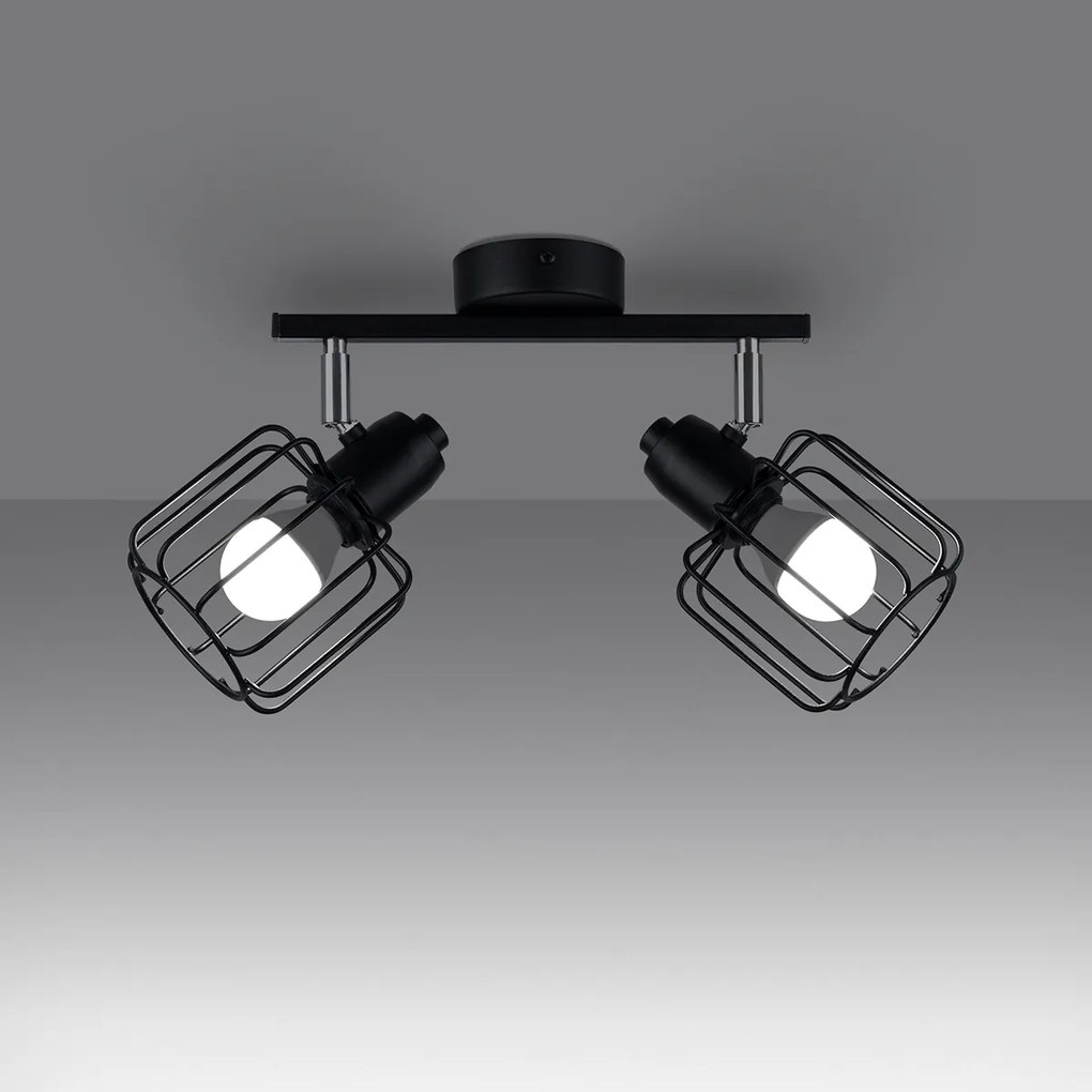 Bodové svietidlo Beluci, 2x čierne drôtené tienidlo, (možnosť polohovania)