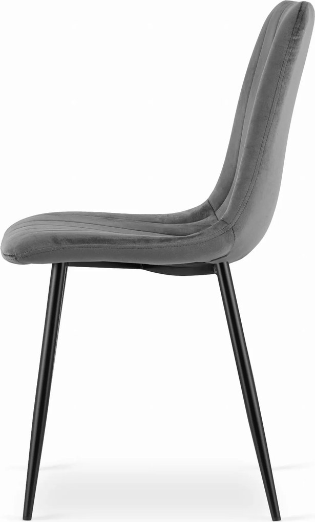 AKCIA Sivá zamatová stolička LAVA s čiernymi nohami II. akosť