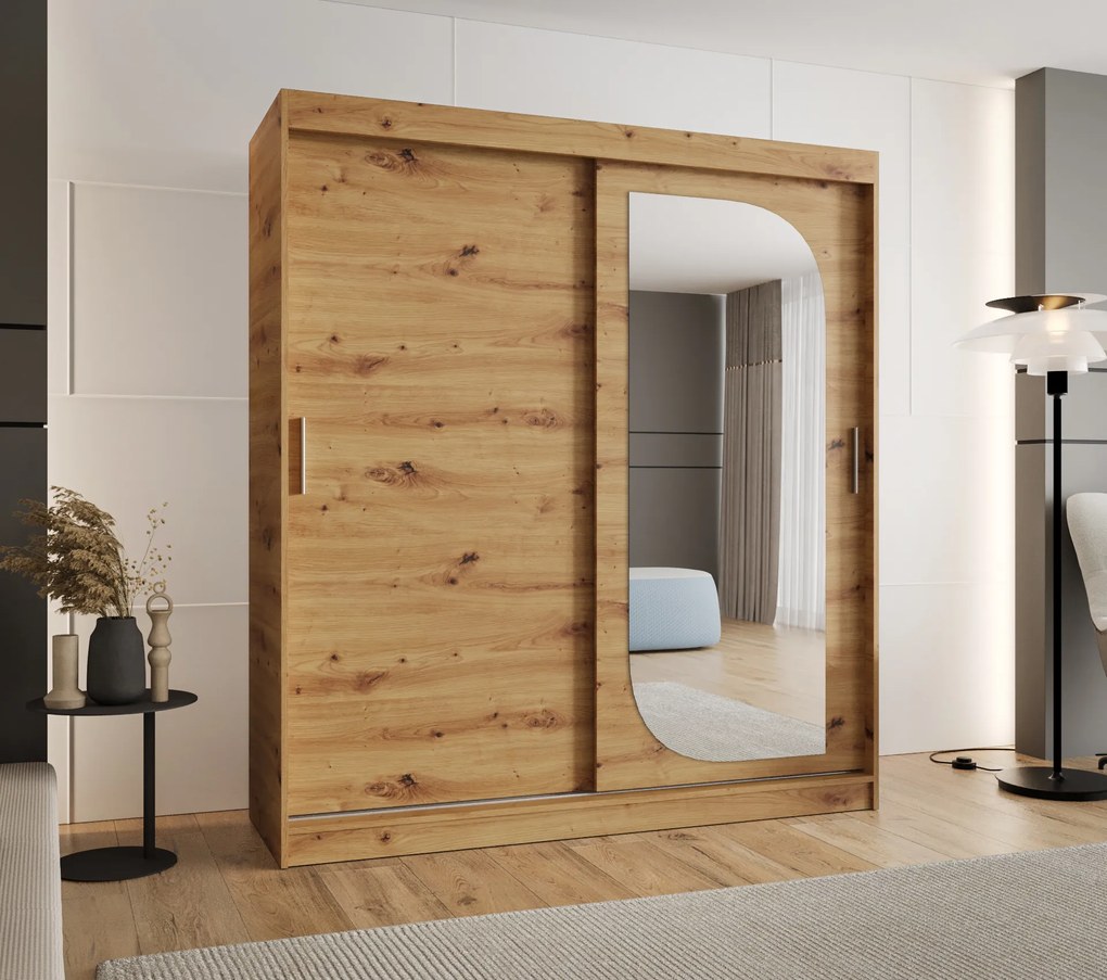 Šatníková skriňa 180 cm Lulu (dub artisan). Akcia -20%. Vlastná spoľahlivá doprava až k Vám domov. 1125977