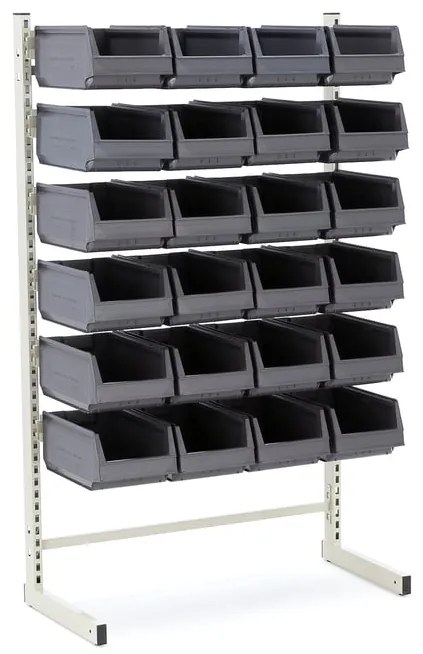 Stojan na náradie, jednostranný, s 24 plastovými boxami