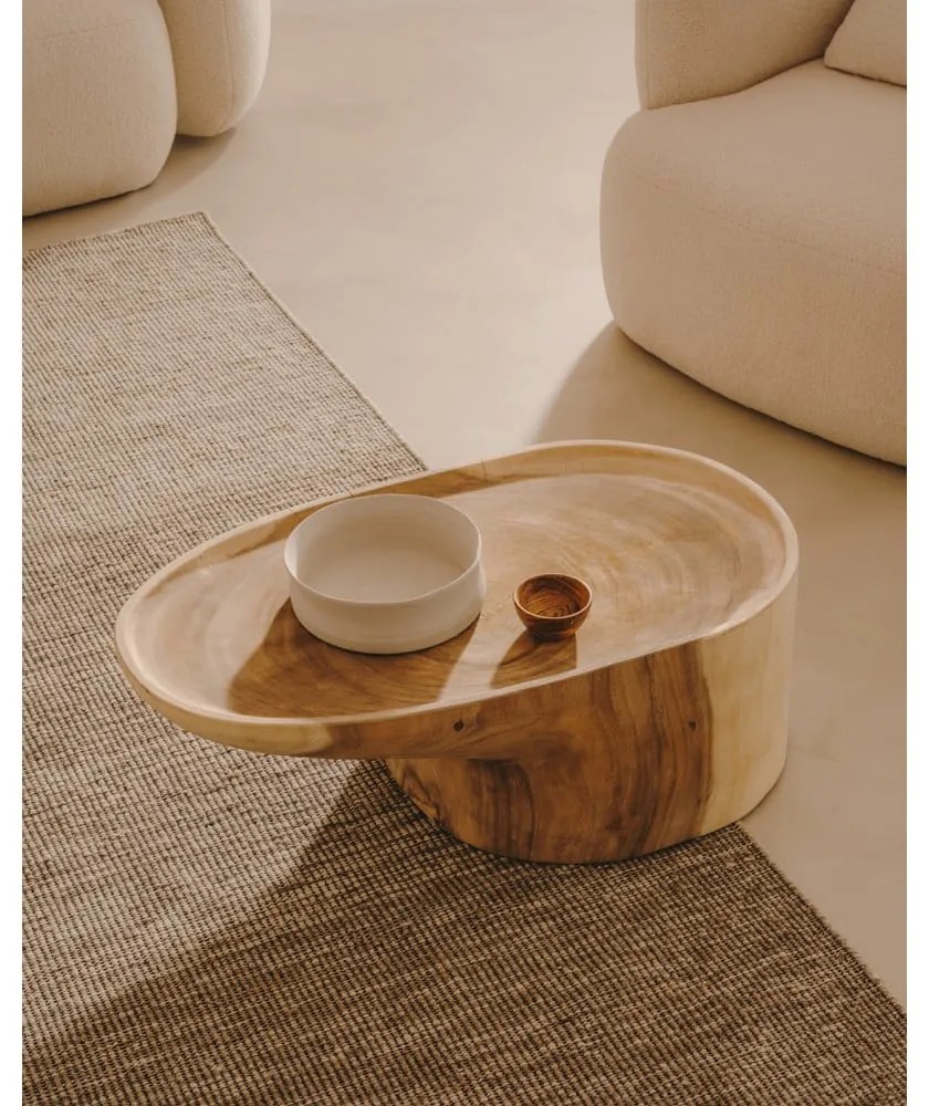 Konferenčný stolík z masívu munggur v prírodnej farbe 50x90 cm Mosi – Kave Home