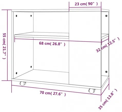 vidaXL Príručný stolík sivý dub sonoma 70x35x55 cm spracované drevo-