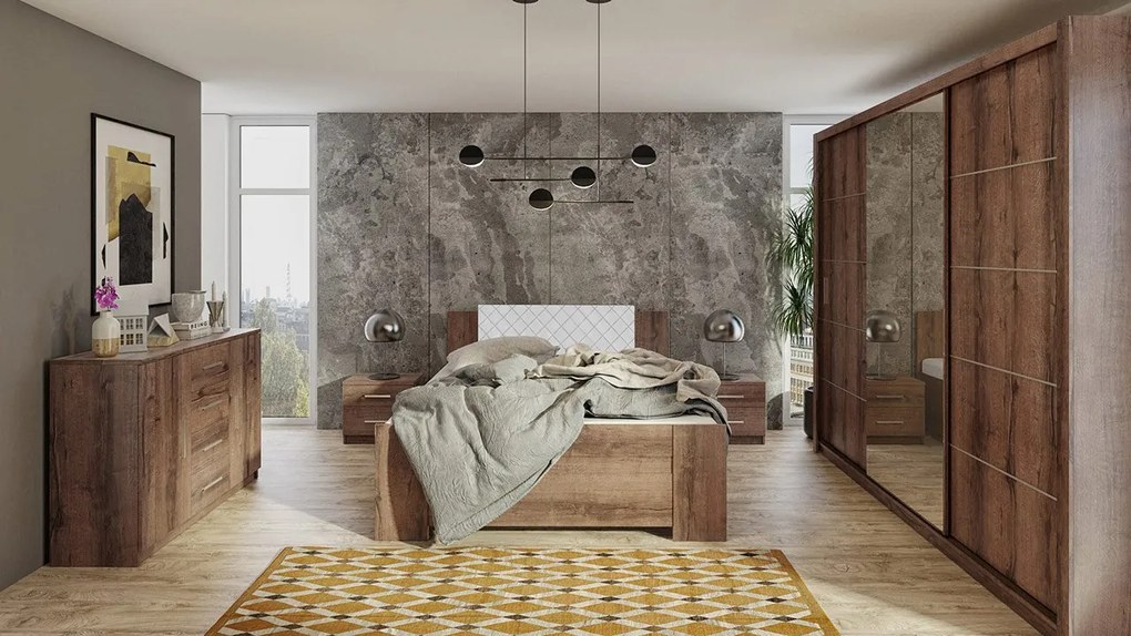 Spálňa Kler IX, Farby: biela / biely + ekokoža soft 017 pik