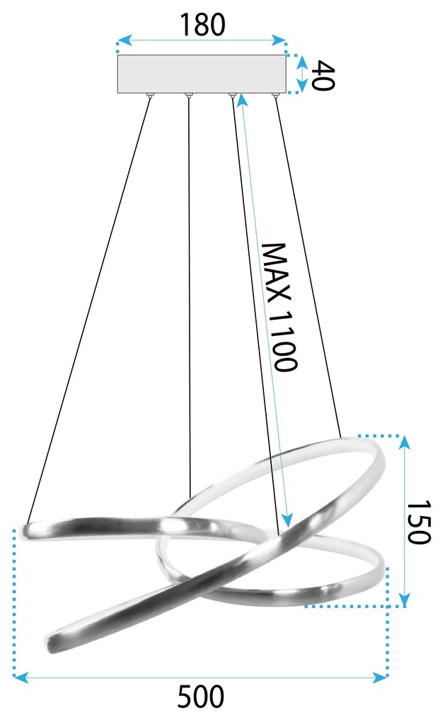 Toolight Toolight, LED závesné svietidlo 50cm, 32W, G005-CP, zlatá lesklá, OSW-09746