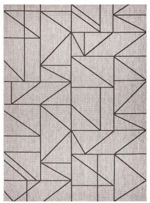 Koberec SIZAL FLOORLUX 20605 geometrický trojuholník - strieborný / čierny