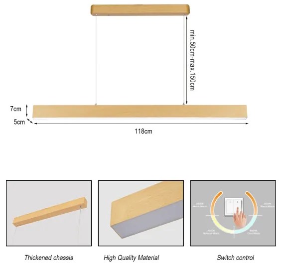 Brilagi - LED luster na lanku SLEEKLINE LED/40W/230V 3000/4500/6000K dubový dekor