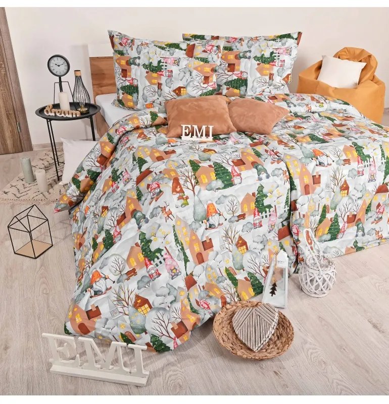 Vianočné bavlnené obliečky Carol EMI, Štandardný set jednolôžko obsahuje 1x 140x200 + 1x 70x90