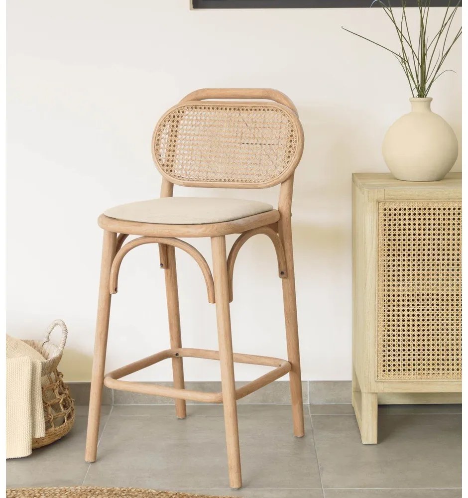Barová stolička z dubového dreva v prírodnej farbe (výška sedadla 65 cm) Doriane – Kave Home