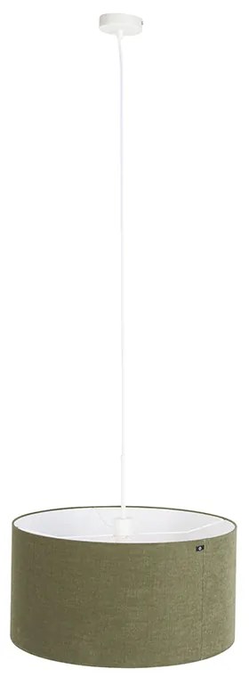 Závesné svietidlo biele so zeleným tienidlom 50 cm - Combi 1