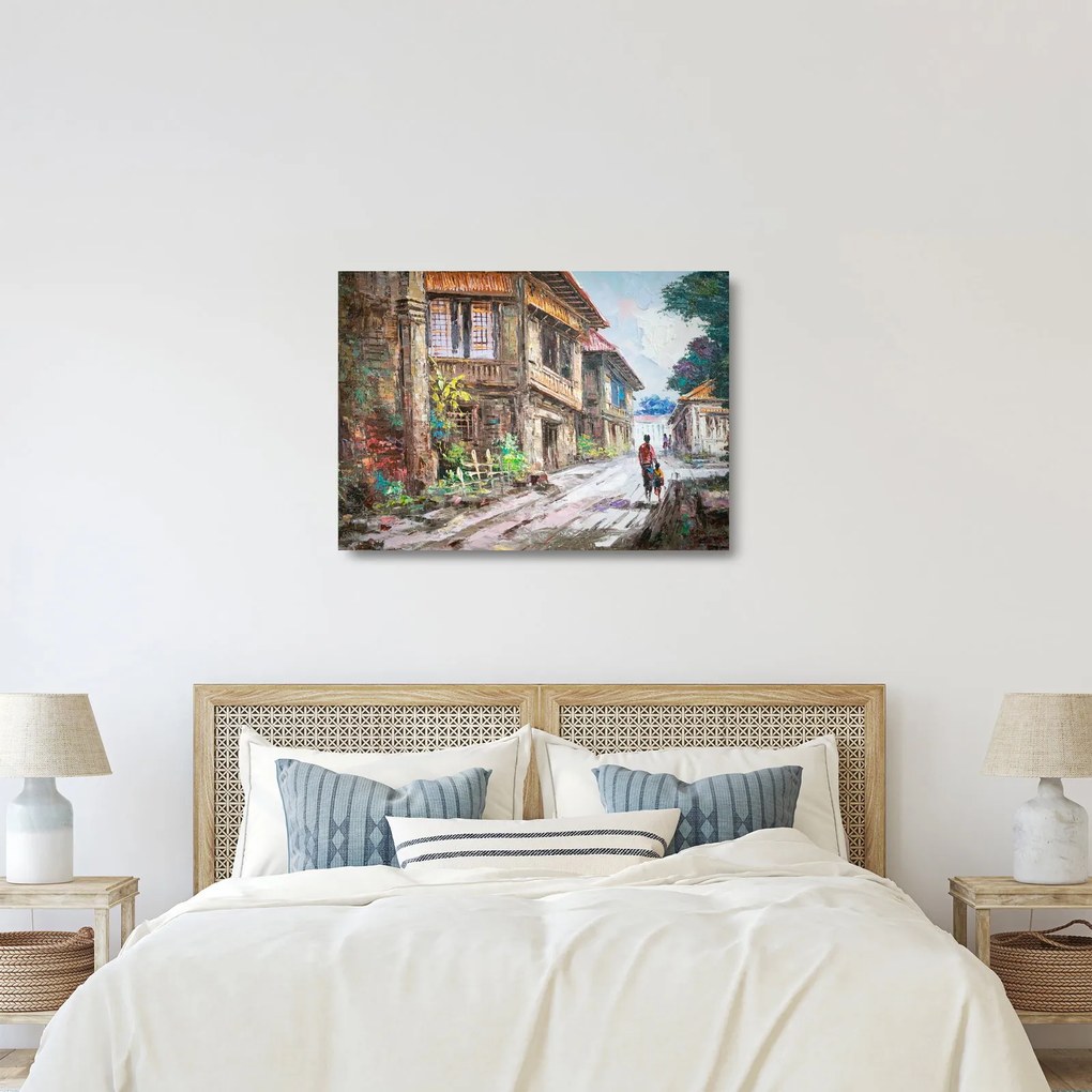 Sklenený obraz Filipínske dediny, Ázia (70x50 cm)