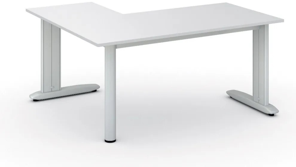 Rohový kancelársky písací stôl PRIMO FLEXIBLE, 160x140 cm, biela