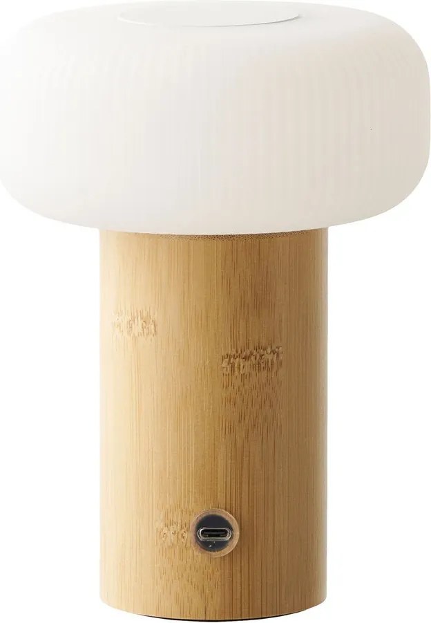 Biela/v prírodnej farbe bambusová stolová lampa s plastovým tienidlom (výška 18 cm) Stafford – House Nordic