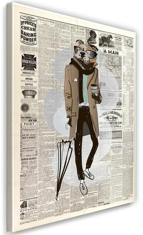 Obraz na plátně Retro noviny Hipster Dog - 70x100 cm