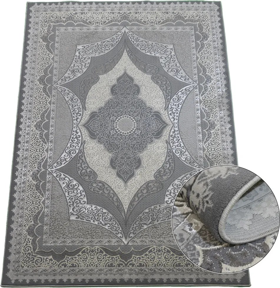 Koberec Allianz 6302 GREY – sivý s orientálnym vzorom Rozmer: 200x290 cm