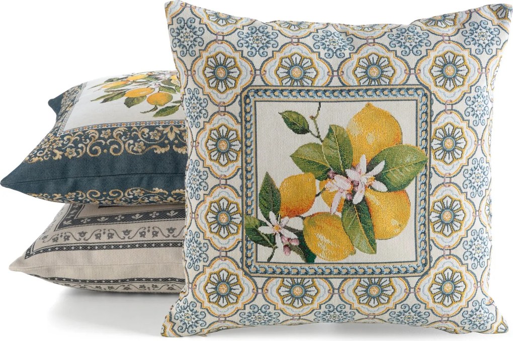 GOBELÍNOVÁ DEKORAČNÁ OBLIEČKA NA VANKÚŠ LEMON1 45X45 CM VZOROVANÁ