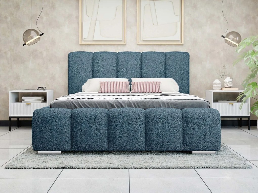 Čalúnená manželská posteľ Lisko Boucle, Rozmer postele: 180x200, Farby: Abriamo 07
