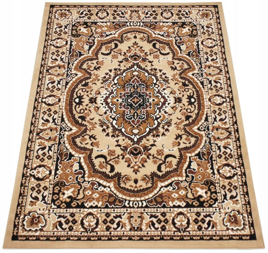 Eureka Home TURECKÝ KOBEREC KLASICKÝ BÉŽOVÝ TURECKÉ KOBERCE DO OBÝVAČKY BCF 80x150