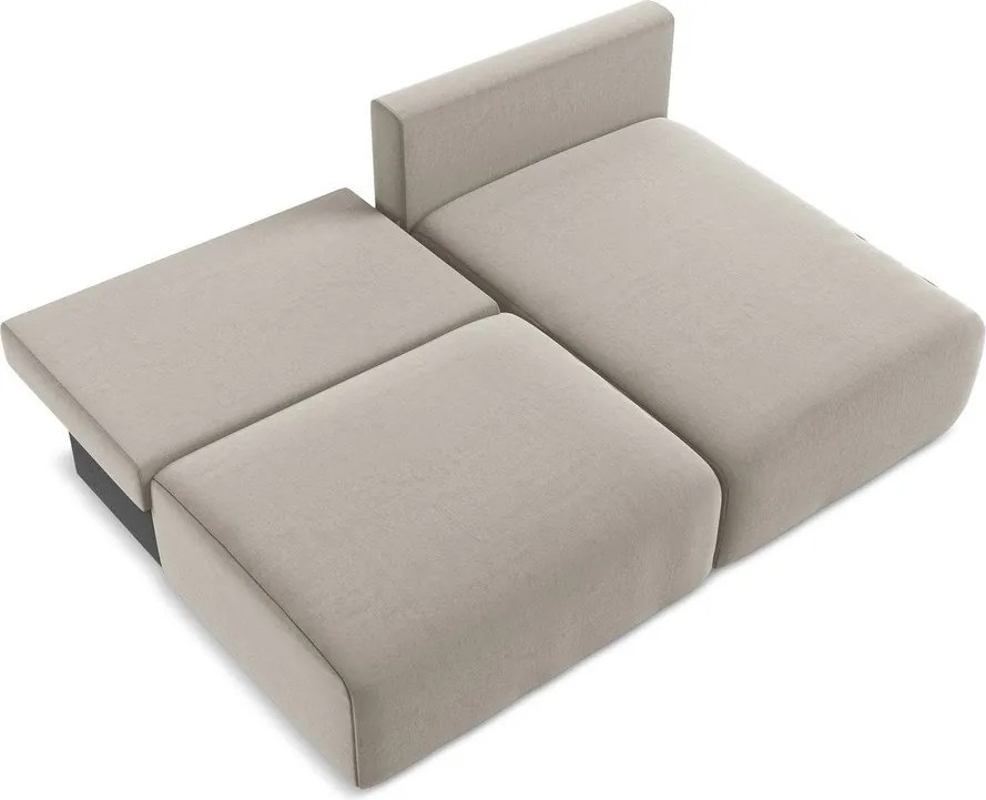 Taupe zamatová rozkladacia/s úložným priestorom rohová pohovka (pravý roh/s leňoškou) Kalena – Makamii