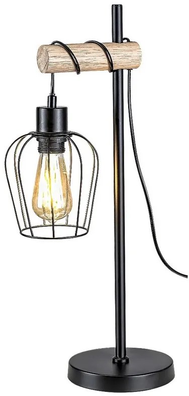 Rabalux Stolná lampa FABIANO 1x40W | E27 - čierna, svetlé drevo