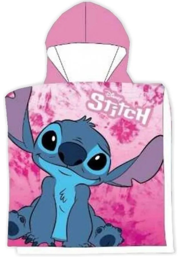 Dievčenská osuška s kapucňou - plážové pončo Lilo & Stitch - 55 x 110 cm