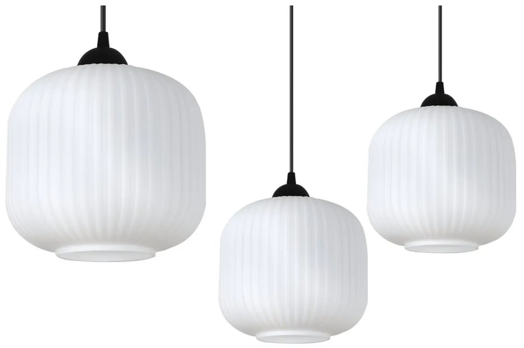 Závesné svietidlo Riffle 2, 1x biele sklenené tienidlo, b