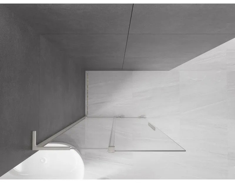 Mexen Velar L, posuvná sprchová zástena Walk-in 90 x 200 cm, 8mm číre sklo, brúsená oceľ, 871-090-003-03-97