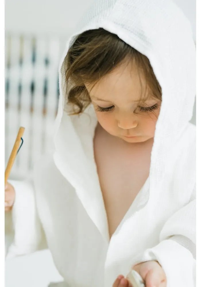 Detský biely ľanový župan Linen Tales Nature, vel. 122 - 128