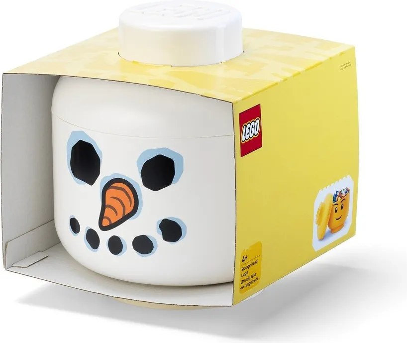 Biely plastový detský úložný box ø 24x27 cm Head Snowman L – LEGO®