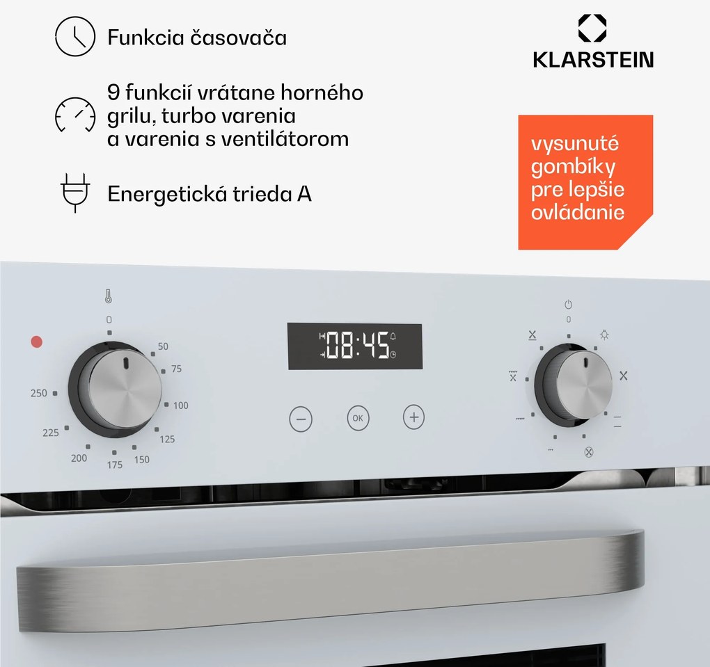 Klarstein SmartSlim rúra, Slim dizajn, 9 funkcií, objem 49 l, jednoduché čistenie, EEK A