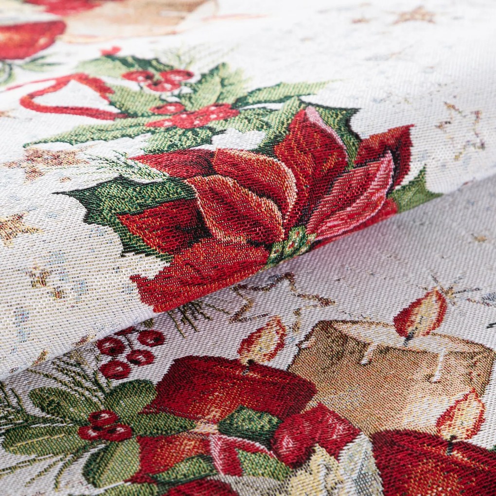 VIANOČNÝ GOBELÍNOVÝ OBRUS NA STÔL CANDLES 100X100 CM VZOROVANÁ