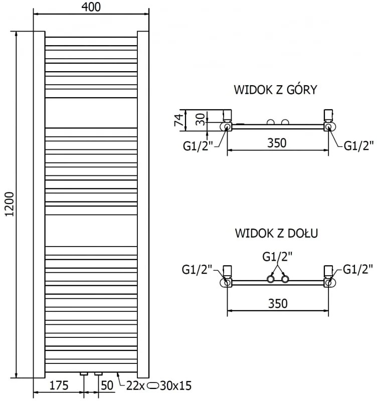 Mexen Hades, vykurovacie teleso 1200x400 mm, 367 W, zlatá lesklá, W104-1200-400-00-50