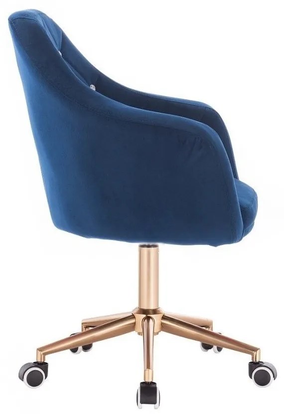 LuxuryForm DESIGN Kreslo ROMA VELUR na zlatej podstave s kolieskami - modré